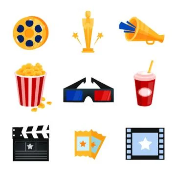 Cinema icons vector Stock Illustration