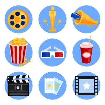 Cinema icons vector Illustrazione stock