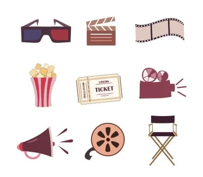 Cinema icons vector set Stock Illustration