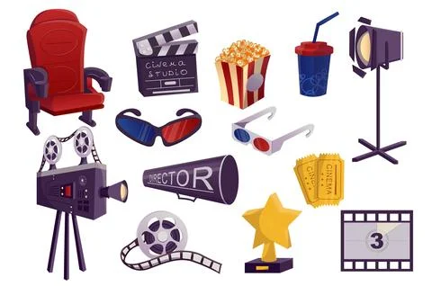 Cinema Industry Set Stock Illustration