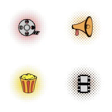Cinema industry symbols in comic dot art style イラスト素材