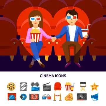 Cinema Infographic Set Illustrazione stock