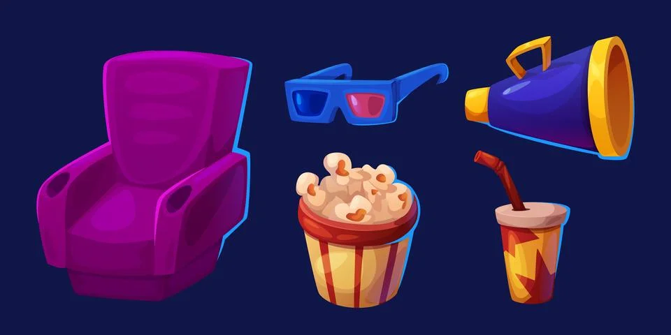 Cinema interior design set Stock Illustration