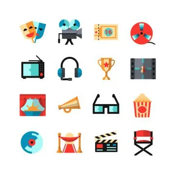 Cinema Isolated Icon Set Illustrazione stock