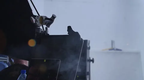 Cinema Lamp scene plan making of FX backstage  smoke editor Stock Footage 58058388