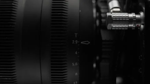 Cinema Lens Iris Ring Motor Calibration Close-Up Stock-Footage 340993924