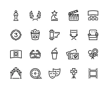 Cinema line icon. Movie and theater awards, tv entertainment and leisure with Stock Illustration