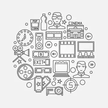 Cinema linear illustration Stock Illustration