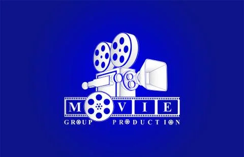 Cinema logo white background 스톡 일러스트