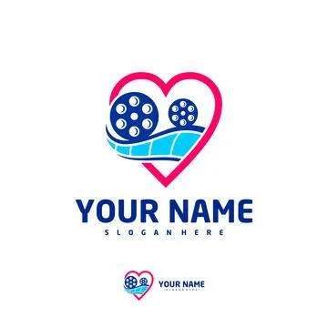 Cinema Love logo vector template, Creative Film Strip Cinema logo design conc Stock Illustration