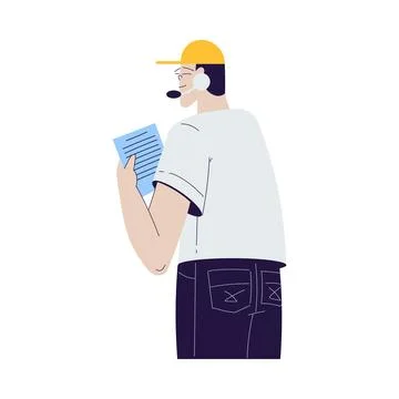 Cinema with Man Character Stand with Script Engaged in Movie Shooting Vector Stock Illustration