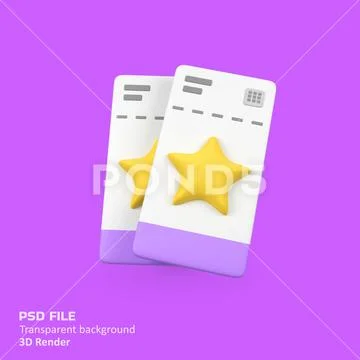 Cinema movie ticket isolated 3d render icon illustration PSD Template