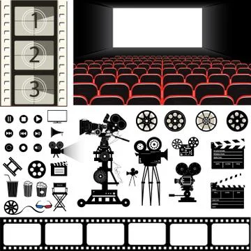 Cinema objects vector illustration Illustrazione stock