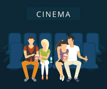 Cinema with people Stock Illustration