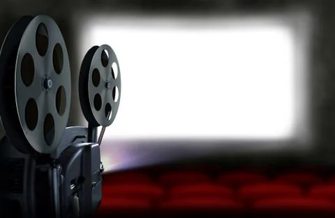 Cinema projector with empty seats Stock Illustration