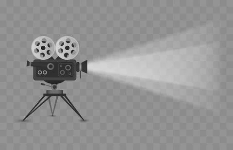 Cinema projector with light isolated Stock Illustration