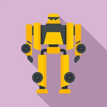 Cinema robot transformer icon, flat style Stock Illustration