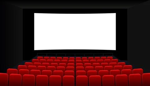 Cinema screen with red seats Stock Illustration