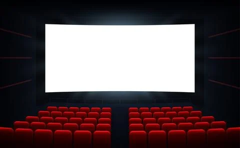 Cinema screen with red seats Stock Illustration