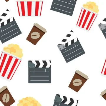 Cinema Seamless Pattern Background Vector Illustration イラスト素材