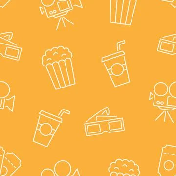 Cinema seamless pattern with icons Stock Illustration