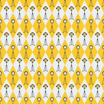 Cinema seamless pattern. Wallpaper with popcorn, stereo glasses and stars. Illustrazione stock