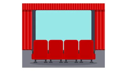 Cinema seats illustration. Flat vector objects isolated on a white background. Illustrazione stock
