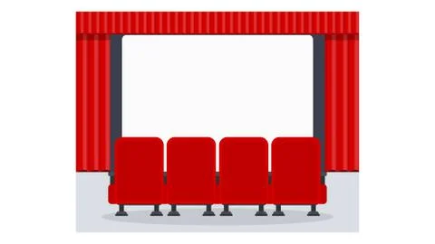 Cinema seats illustration. Flat vector objects isolated on a white background. Illustrazione stock