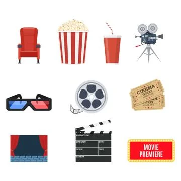 Cinema set of design elements Illustrazione stock