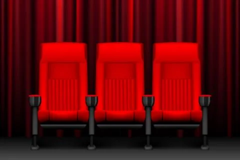 Cinema show design with red empty seats. Poster for concert, party, theater Stock Illustration
