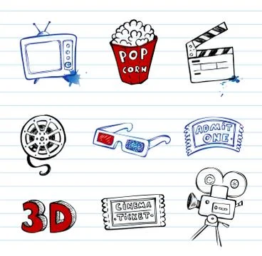 Cinema symbols set Stock Illustration