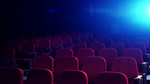 Cinema Theater With Comfortable Red Chairs. Seamless Loop. Stock Footage 100183511