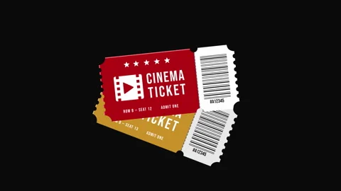 Cinema Ticket Animation with Barcode Видео 334047359