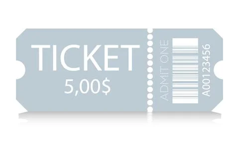 Cinema ticket with barcode vector icon. Movie ticket template. Realistic cinema Stock Illustration