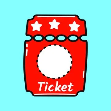 Cinema ticket character. Vector hand drawn cartoon kawaii character illustr.. Stock Illustration
