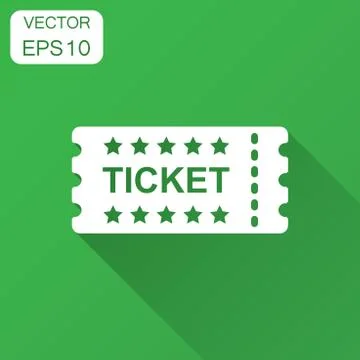 Cinema ticket icon in flat style. Admit one coupon entrance vector illustrati Stock Illustration