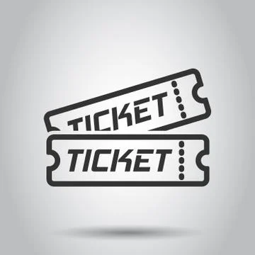 Cinema ticket icon in flat style. Admit one coupon entrance vector illustrati Stock Illustration