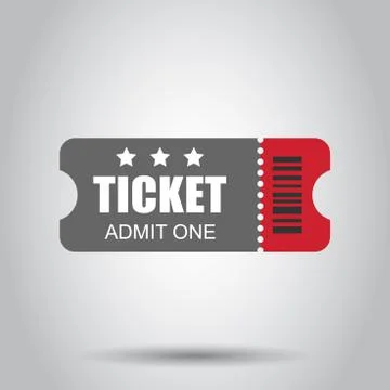 Cinema ticket icon in flat style. Admit one coupon entrance vector illustrati Stock Illustration