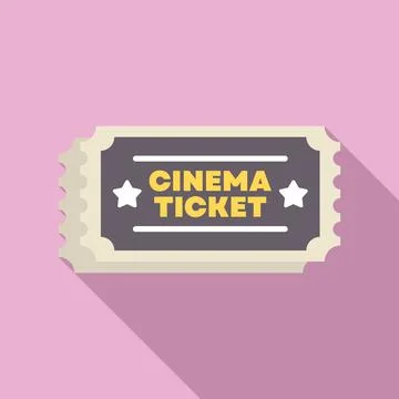 Cinema ticket lying on pink background with shadow Illustrazione stock