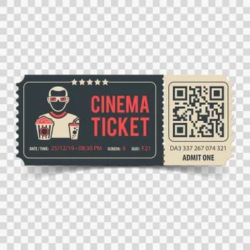Cinema Ticket with QR Code Stock Illustration