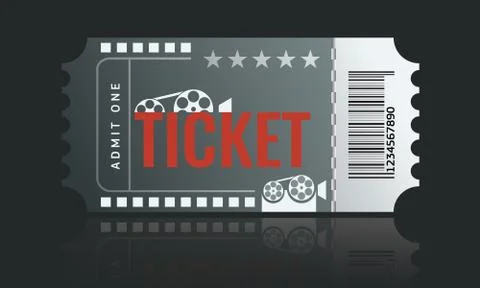 Cinema ticket sample template design. Trendy Vector. Stock Illustration