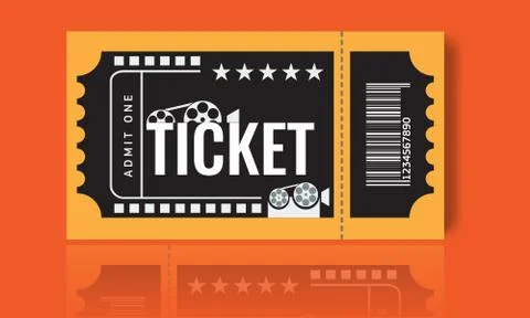 Cinema ticket sample template design. Trendy Vector. Stock Illustration