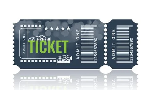 Cinema ticket sample template design. Trendy Vector. Stock Illustration