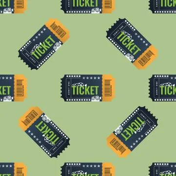 Cinema ticket seamless pattern. Flat and solid color design texture. Vector Stock Illustration