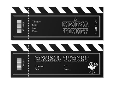 Cinema ticket template design. Illustrazione stock