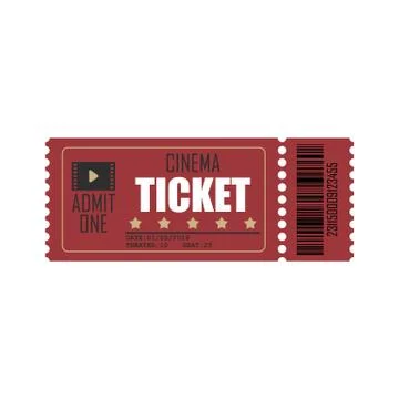 Cinema ticket vector illustration isolated on white background Stock Illustration
