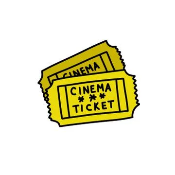 Cinema tickets doodle icon, vector color illustration Stock Illustration