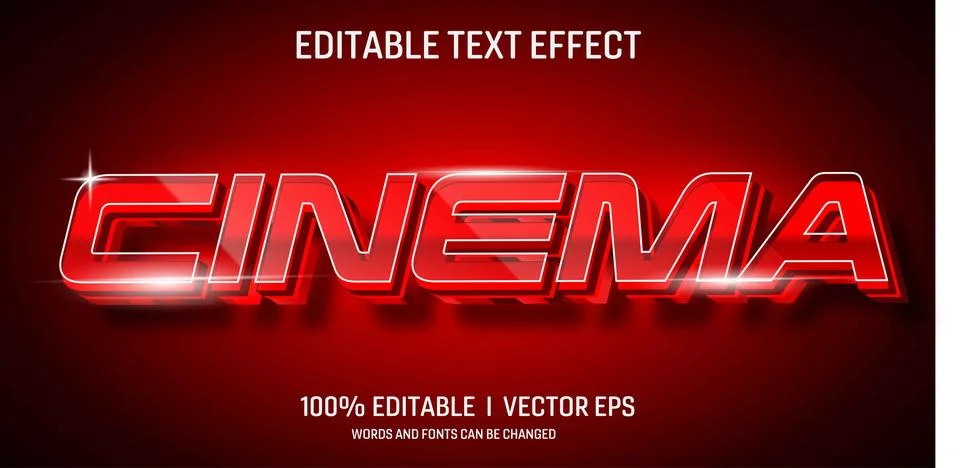 Cinema vector 3d text effect with modern style design Stock Illustration