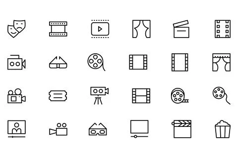 Cinema Vector Line Icons Stock Illustration