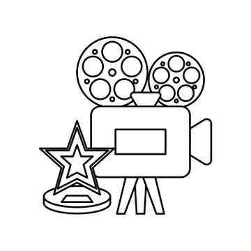 Cinema video camera with star Stock Illustration